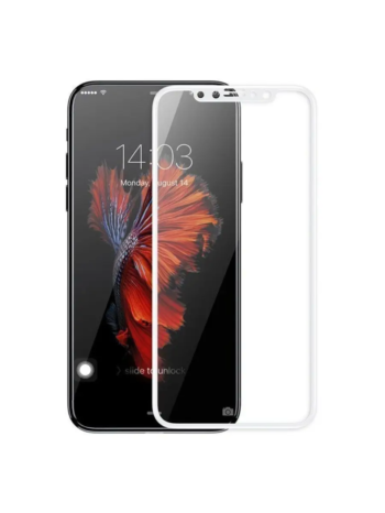 Захисне скло iPhone X (5D) біла рамка на екран