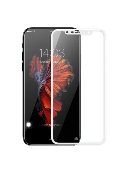 Захисне скло iPhone X (5D) біла рамка на екран