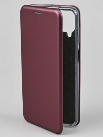 Чехол книжка Samsung A12 бордова (магнітна з відділом карт)