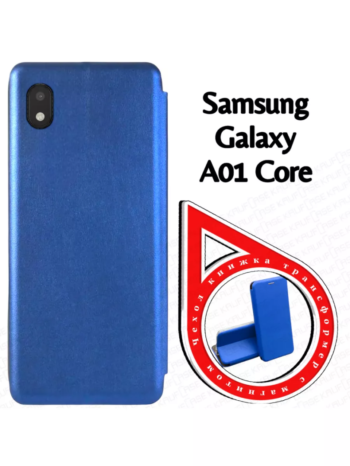 Чехол книжка Samsung A01 Core синій (магнітна з відділом карт)